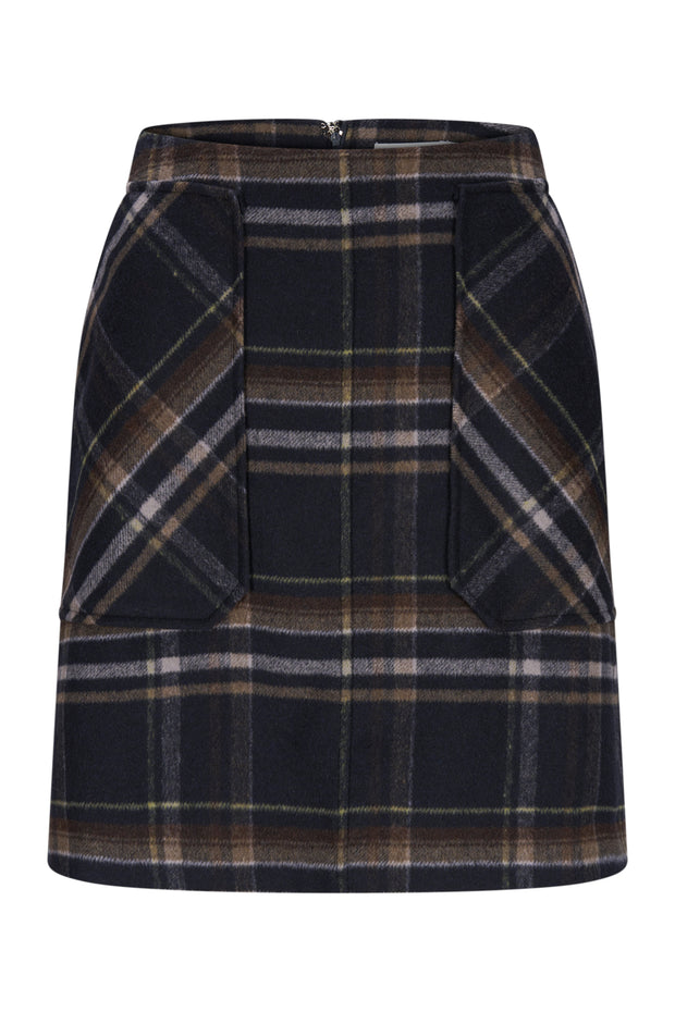 Navy Adam Check Skirt