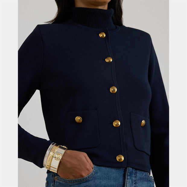 Navy Cropped Crewneck Jacket
