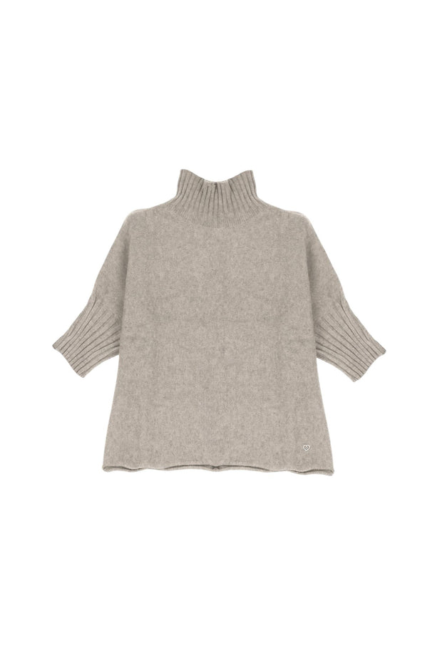 Beige Melange Turtleneck sweat - Stilshoppen