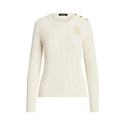 Cream Button Cable Knit Sweater - Stilshoppen