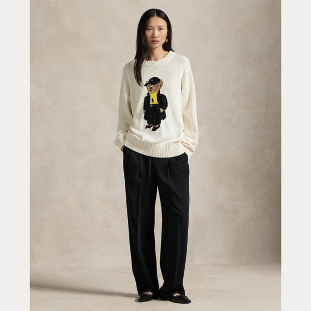 Cream Polo Bear crewneck pullover