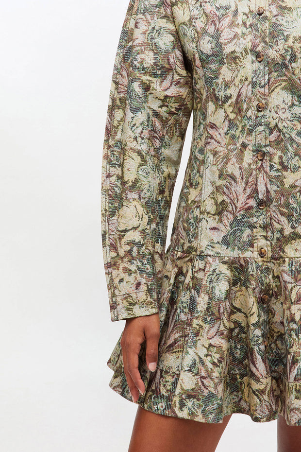 Printed Stretch Cotton Buttoned Mini Dress - Stilshoppen