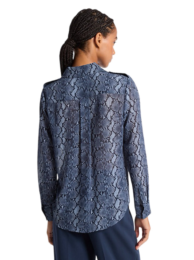 Blå Snake Print Georgette blouse