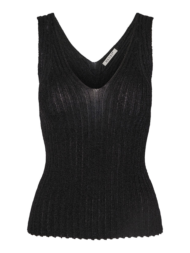 Sort Knitted Party Singlet - Stilshoppen