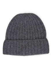 Grey Melange Cashmere Rib Beanie - Stilshoppen