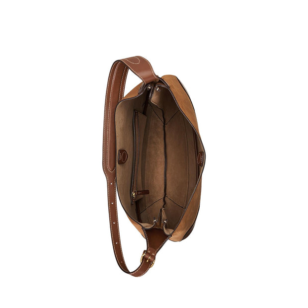 Cognac  Polo suede large shoulder bag
