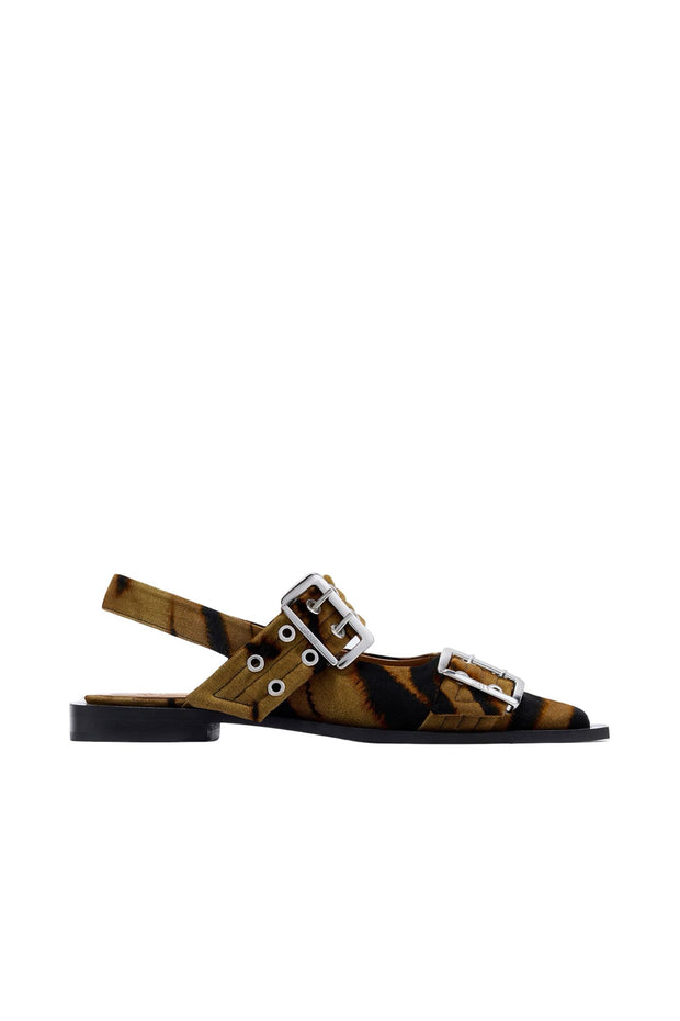 Khaki Feminine Buckle Ballerina Print Zebra - Stilshoppen