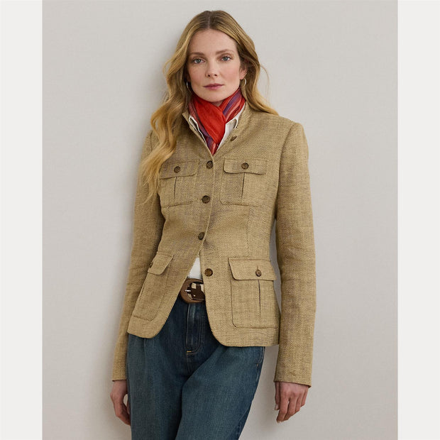 Jathnay Herringbone Linen Blazer