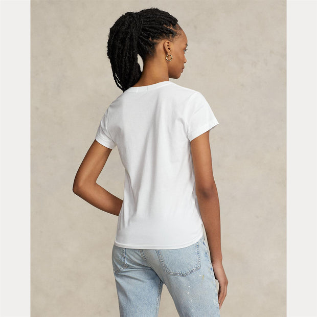 Hvit Cotton Jersey v-neck tee