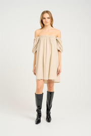 Beige Sort ElarahGZ linen short dress