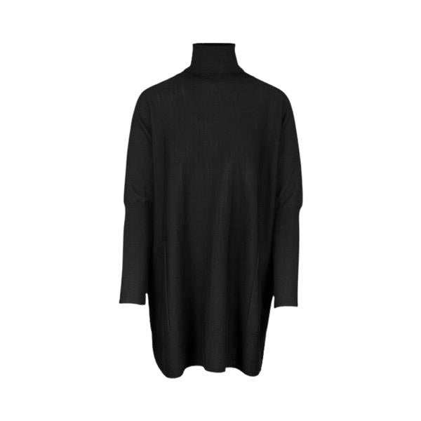 Black Merino Long Wide Turtleneck - Stilshoppen