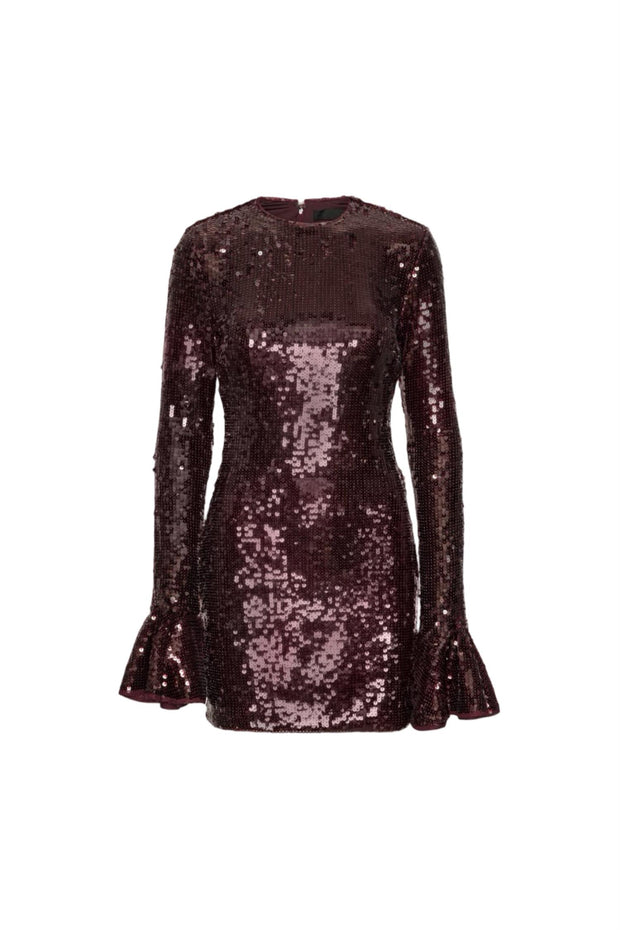 Burgunder Sequins LS Mini Dress - Stilshoppen