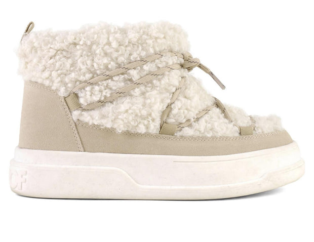 Beige/offwhite Teddy Fur Sneaker - Stilshoppen