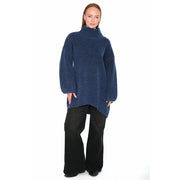 Navy Fam Patch Long Sweater - Stilshoppen