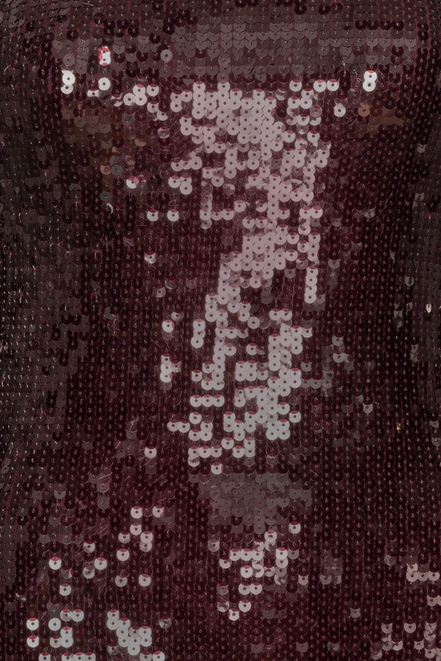 Burgunder Sequins LS Mini Dress - Stilshoppen