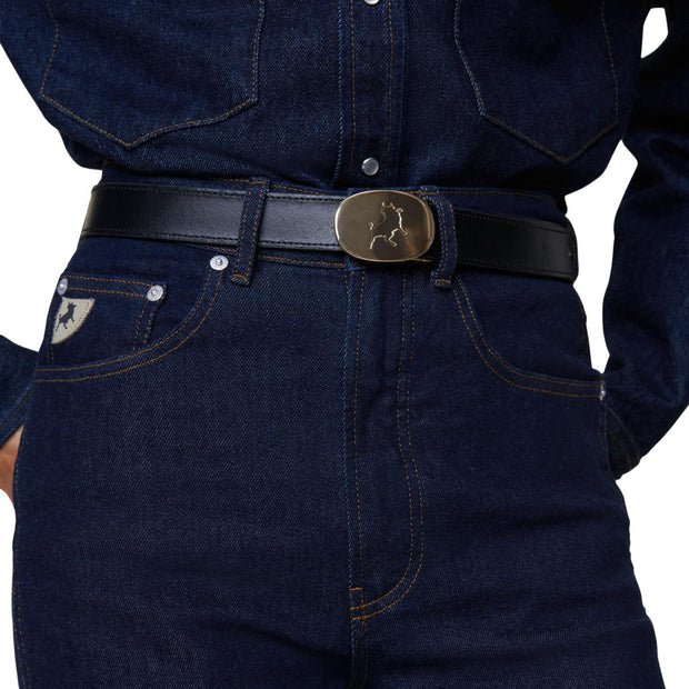 Sort/brunt Sun leather belt - Stilshoppen