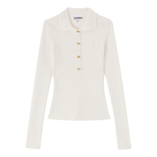 Hvit Fine Sequin Polo - Stilshoppen