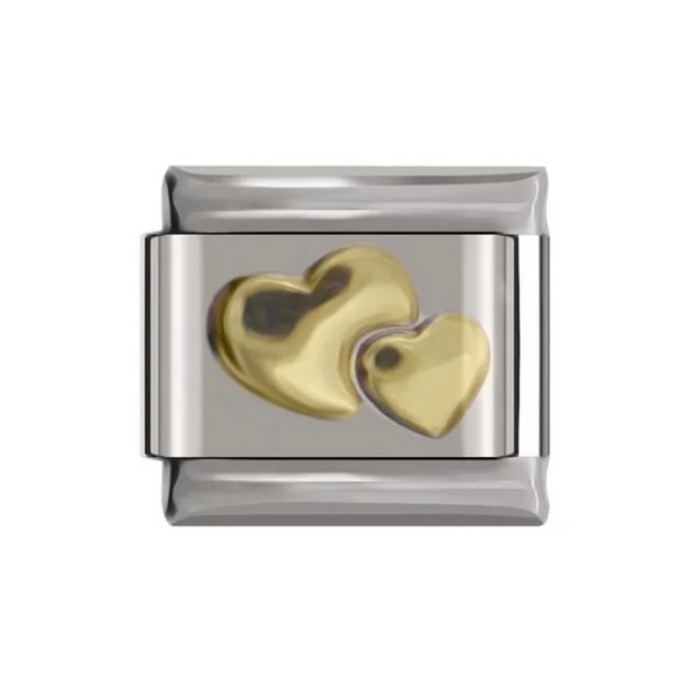 Gold Two Hearts Charms