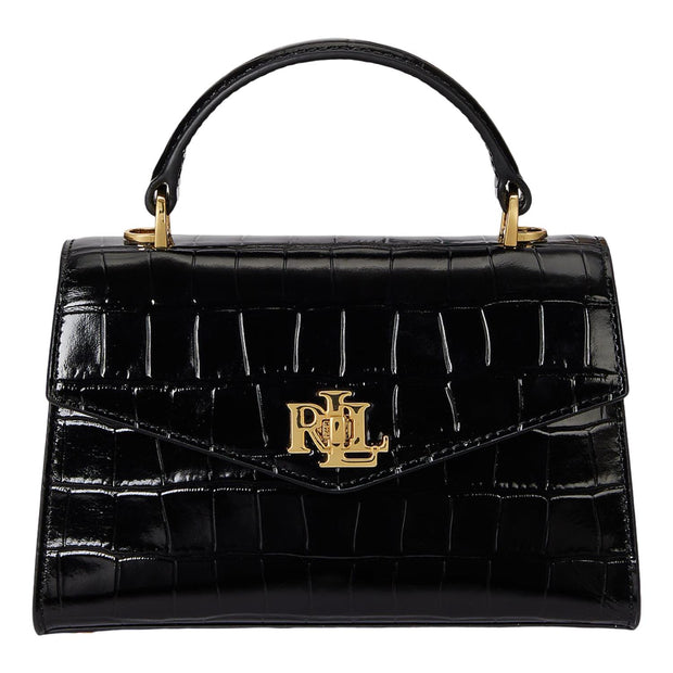 Sort Crocodile Small Farrah Satchel