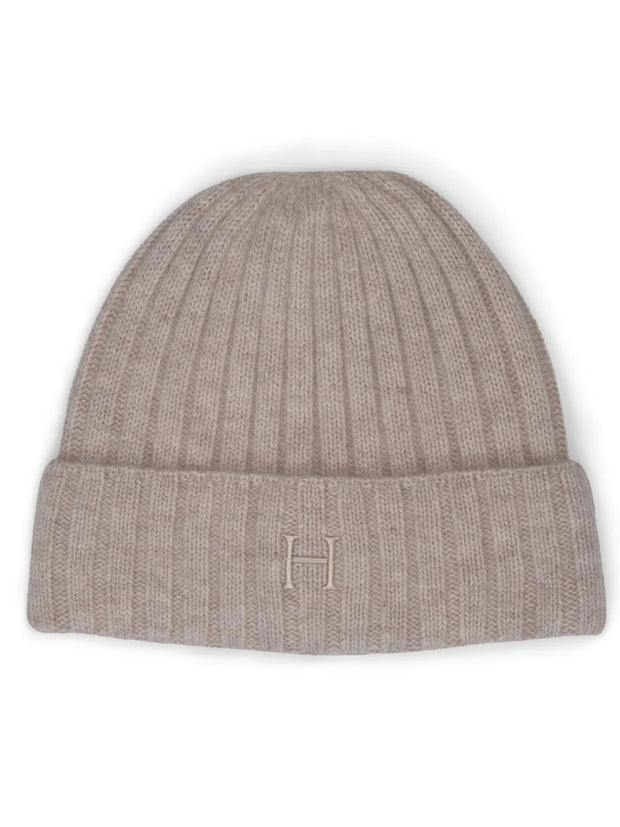 Sand Cashmere Rib Beanie
