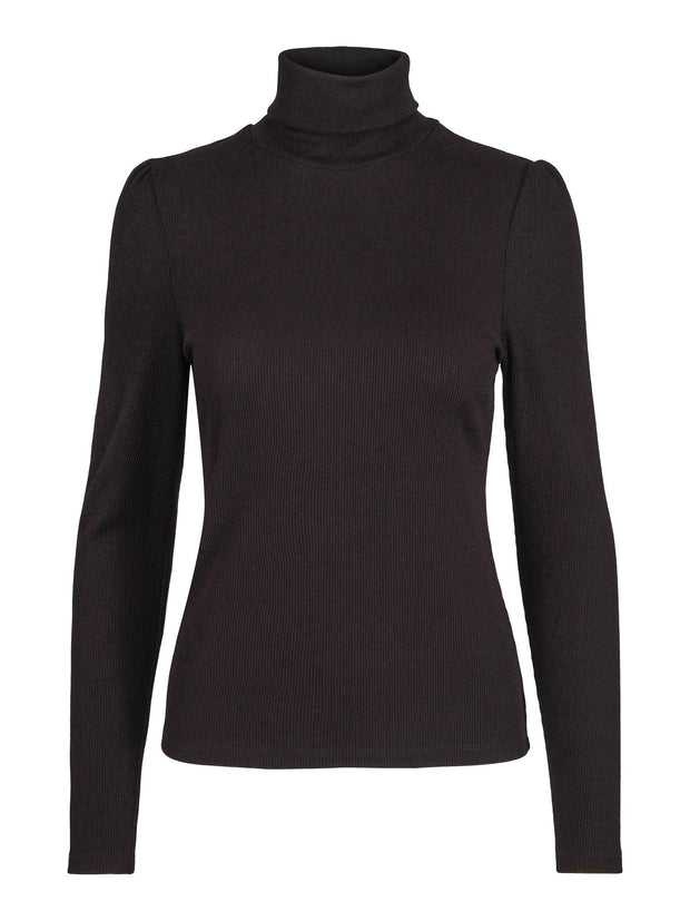 Sort Merino Roll Neck