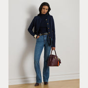 Navy Cropped Crewneck Jacket