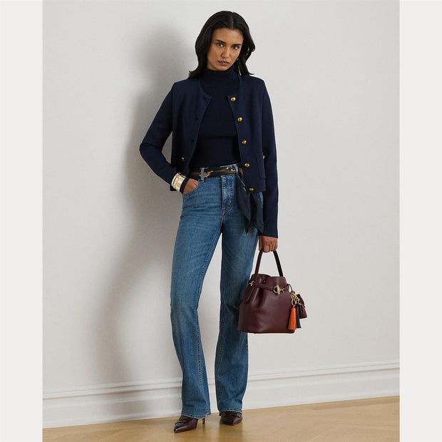 Navy Cropped Crewneck Jacket