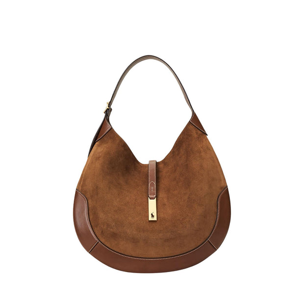 Cognac  Polo suede large shoulder bag