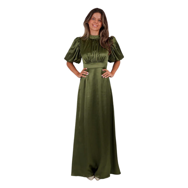 Oliven grønn Holly Long dress - Stilshoppen