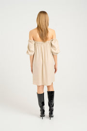 Beige Sort ElarahGZ linen short dress