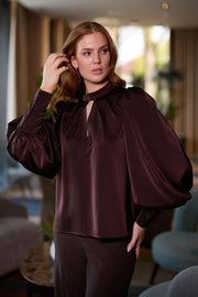 Mørk Brun Special Sleeve Blouse - Stilshoppen