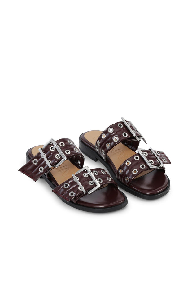 Feminine Buckle Two Strap Sandal Oleatex