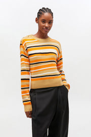 Orange Distressed Stripe Cashmere Sweater - Stilshoppen