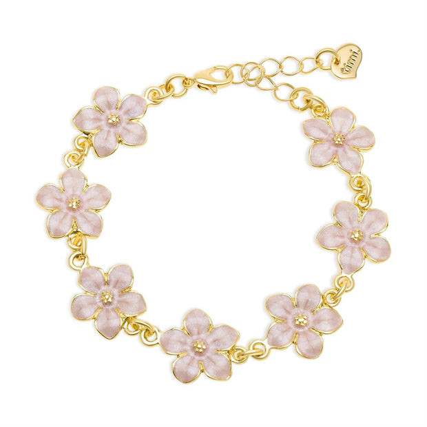 Adeline Pink Enamel Flower Chain Bracelet