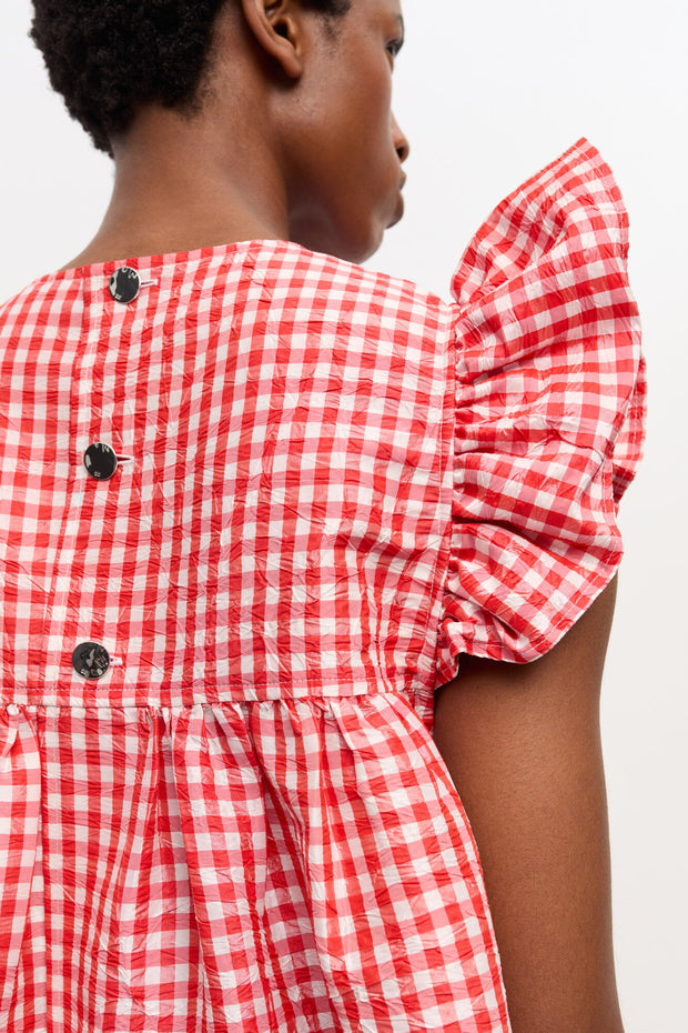 Crinkled Taffeta Frill Mini Dress