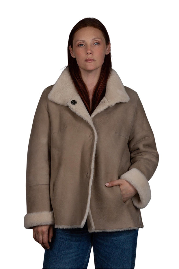 Beige Mounton jakke