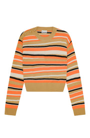 Orange Distressed Stripe Cashmere Sweater - Stilshoppen