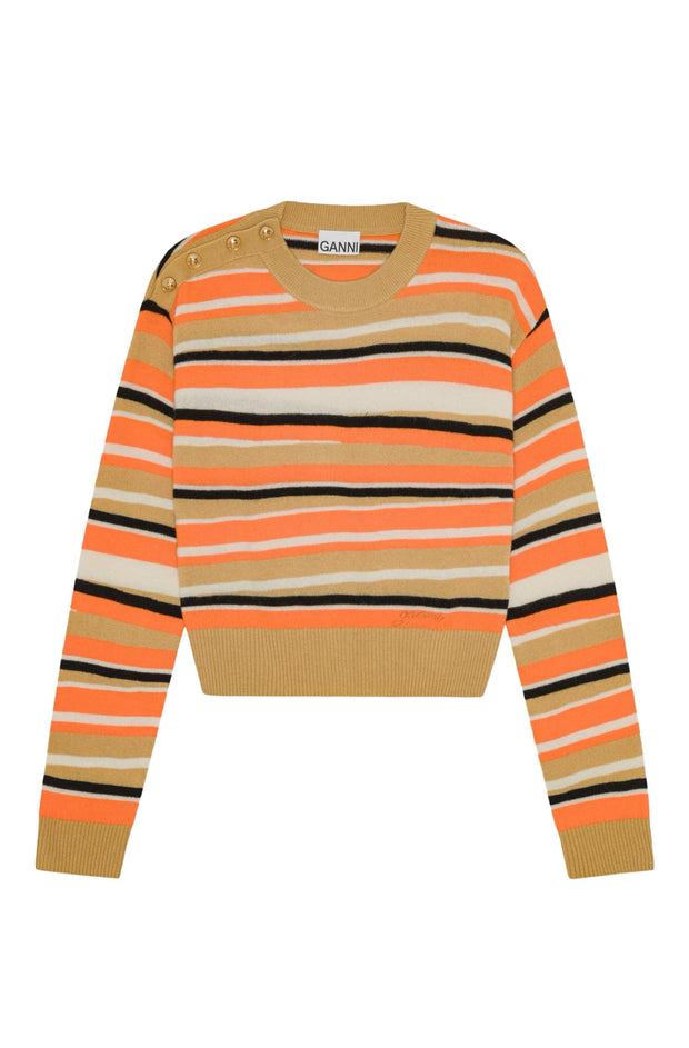 Orange Distressed Stripe Cashmere Sweater - Stilshoppen