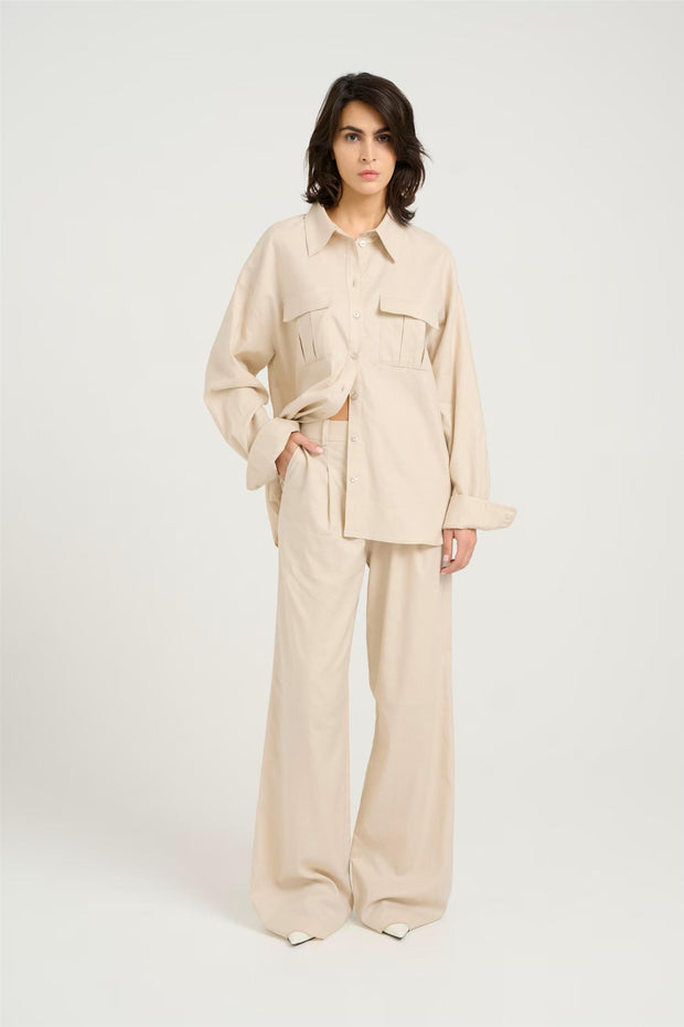 Beige ElarahGZ linen shirt