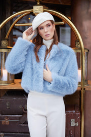 Lyseblå Faux Fur Classic Jacket - Stilshoppen