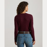 Burgunder Button Cable Knit Sweater