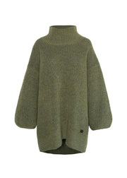 Grønn Fam Patch Long Sweater - Stilshoppen