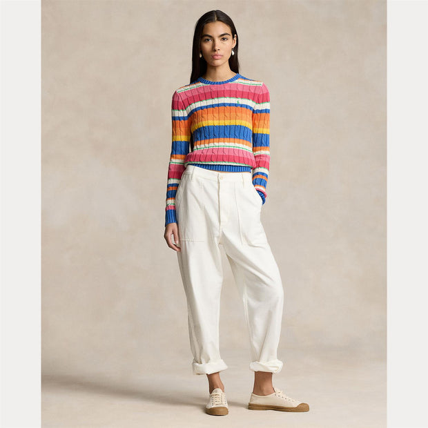 Multifarget Stripe Cable Crewneck - Stilshoppen