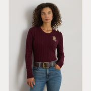 Burgunder Button Cable Knit Sweater