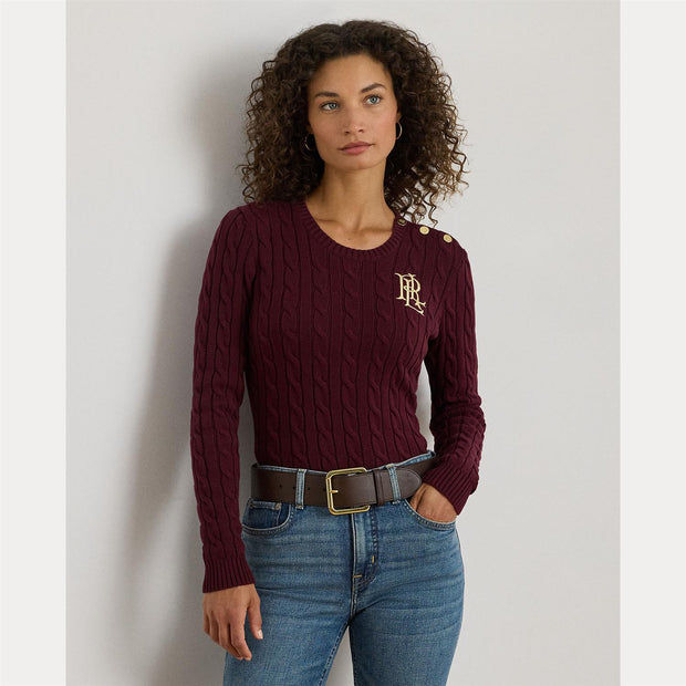 Burgunder Button Cable Knit Sweater