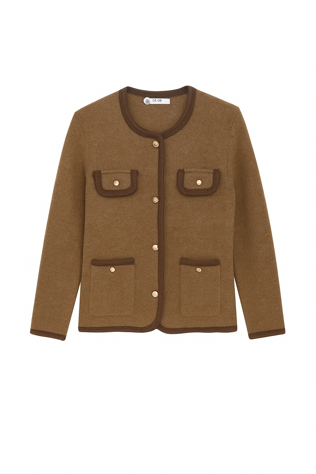 Brun strikkejakke - Stilshoppen