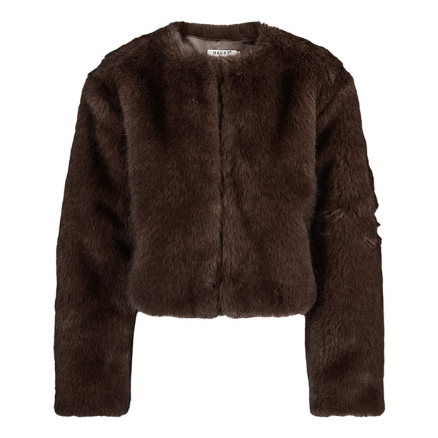 Mørk Brun Faux Fur Classic Jacket - Stilshoppen