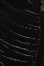 Sort Velvet Ruched Midi Dress - Stilshoppen