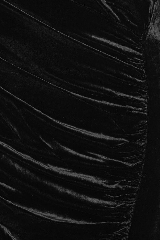 Sort Velvet Ruched Midi Dress - Stilshoppen