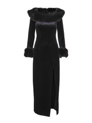 Sort Long Velvet Dress - Stilshoppen